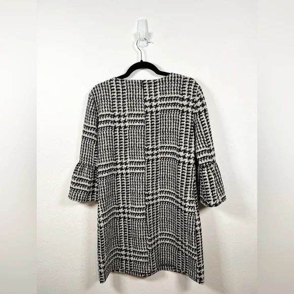 Zara Dress Womens Medium Black White Short Casual Party Lantern Sleeve Ladies - Picture 3 of 12